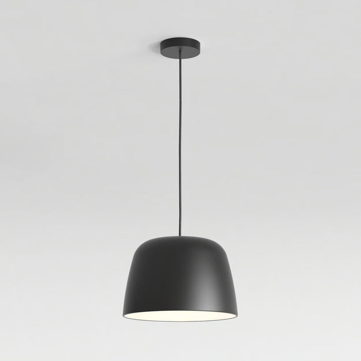 Astro Taiko Pendant 300 in Matt Black—curved spun-steel silhouette corner-lit