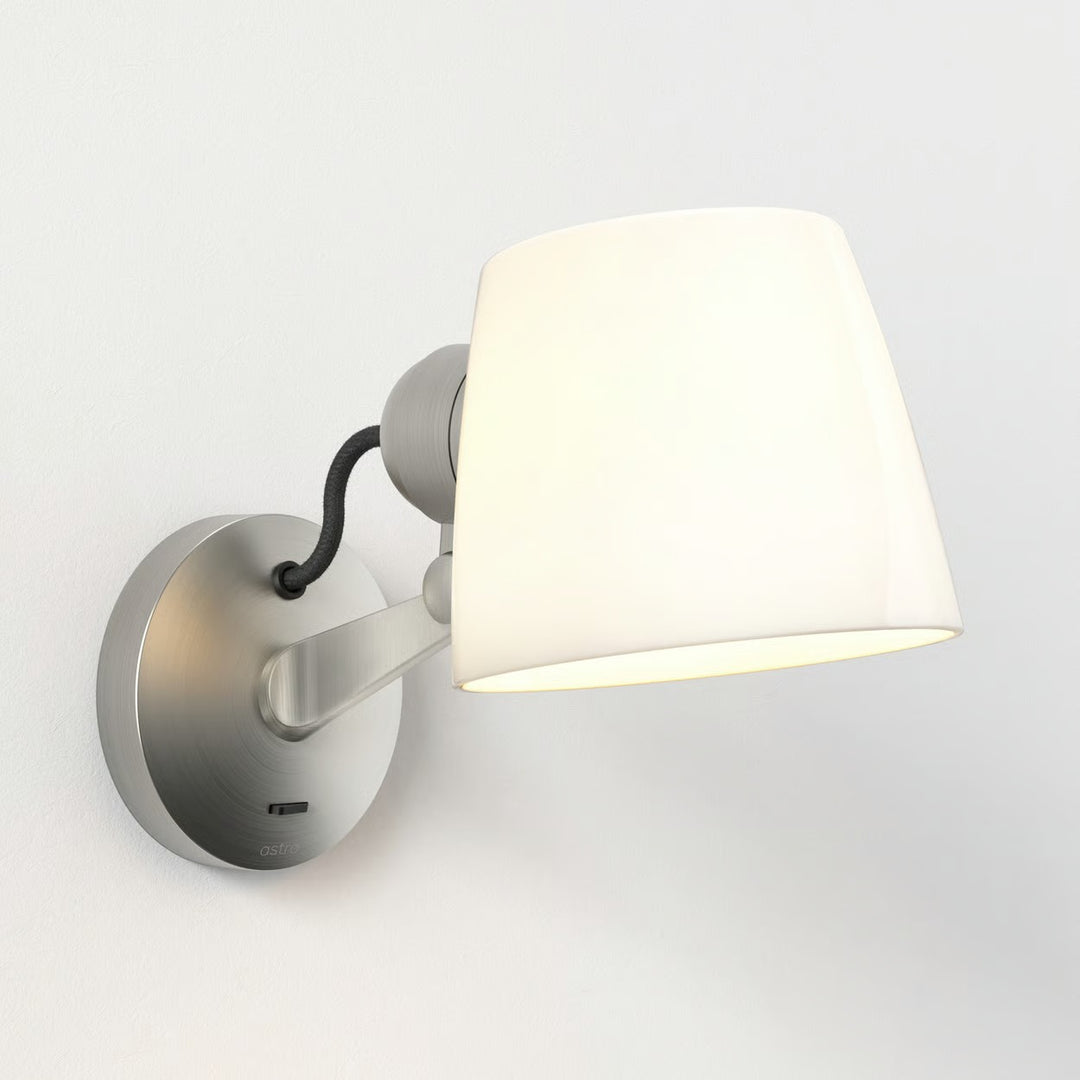 Astro Imari Adjustable Wall Light in Matt Nickel with porcelain shade
