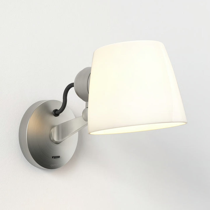 Astro Imari Adjustable Wall Light in Matt Nickel with porcelain shade