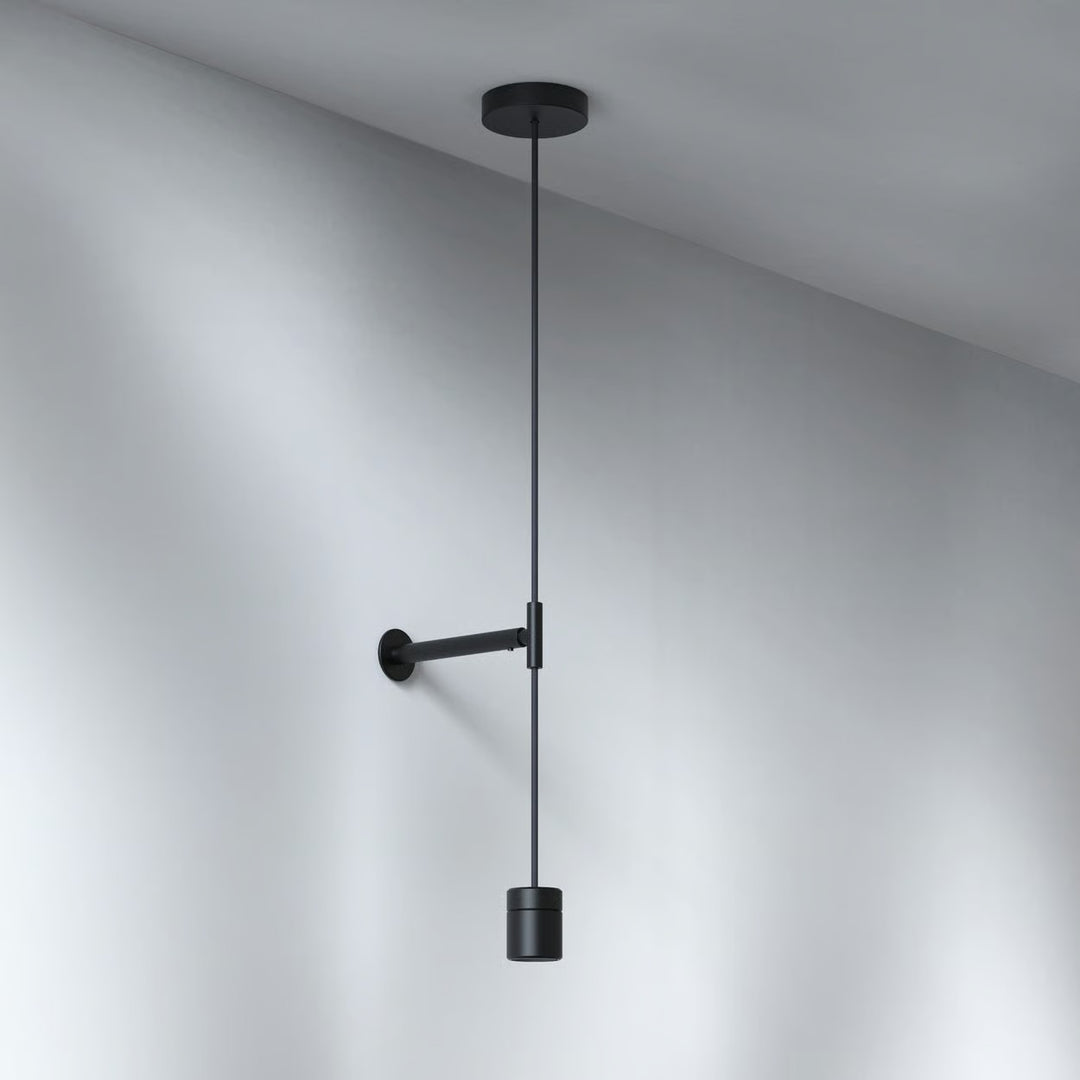 Astro Pendant Suspension Kit 3 in matt black with exposed bulb