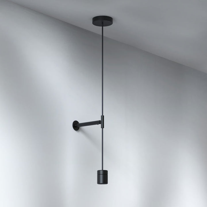 Astro Pendant Suspension Kit 3 in matt black with exposed bulb
