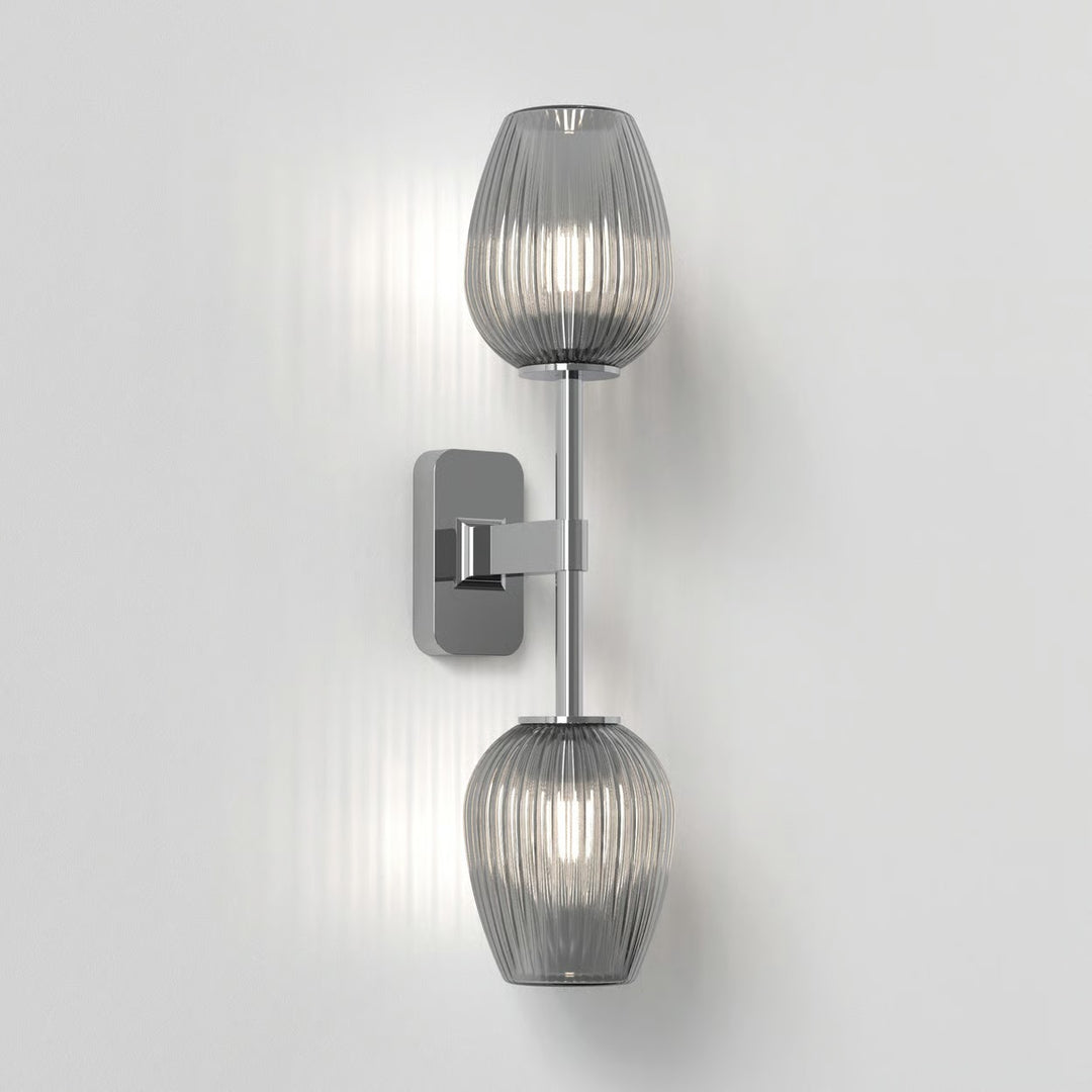 Astro Tacoma Twin wall light in Polished Chrome with smooth opal shades