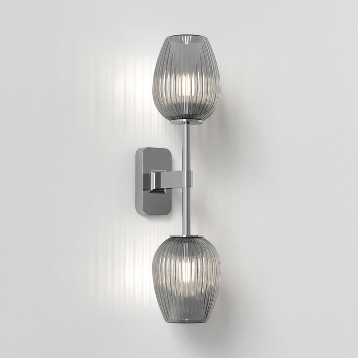 Astro Tacoma Twin wall light in Polished Chrome with smooth opal shades