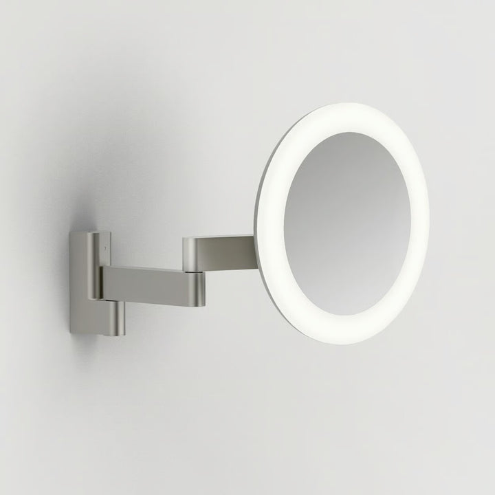 Astro Niimi Round LED magnifying mirror, Matt Nickel, 5× magnification
