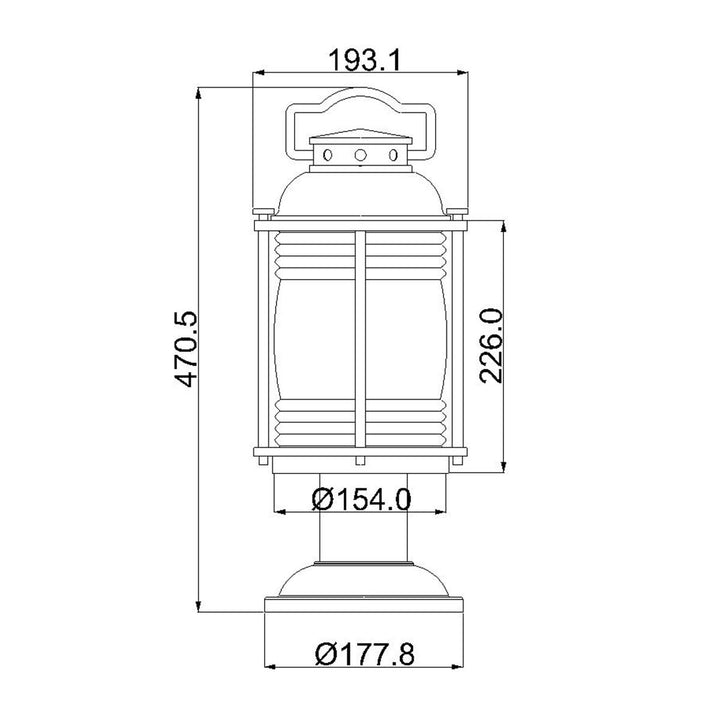 Norlys Ashland Bay 1 Light Medium Pedestal Lantern KL-ASHLANDBAY3-M-BU Burnished Bronze