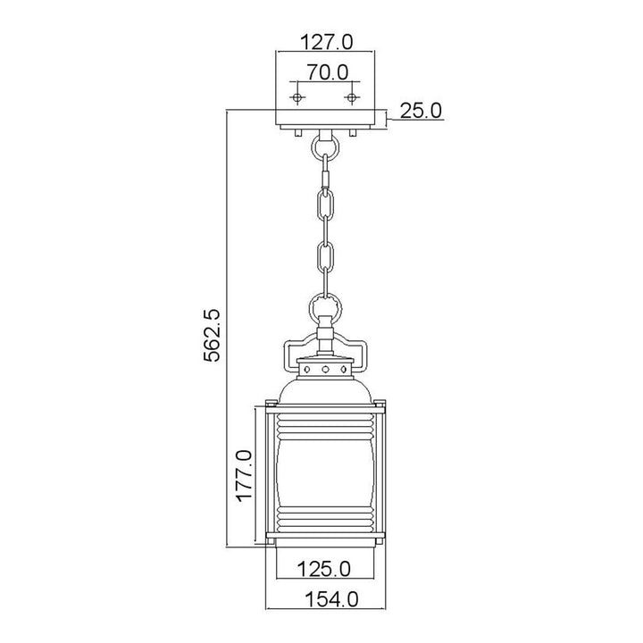 Norlys Ashland Bay 1 Light Small Chain Lantern KL-ASHLANDBAY8-S-BU Burnished Bronze