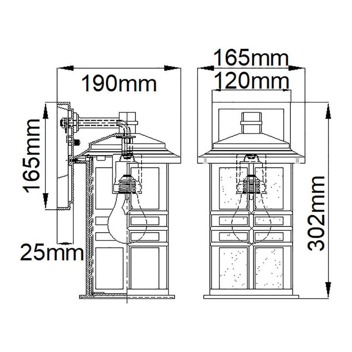 Norlys Beacon Square 1 Light Small Wall Lantern KL-BEACON-SQUARE-S-OZ Olde Bronze