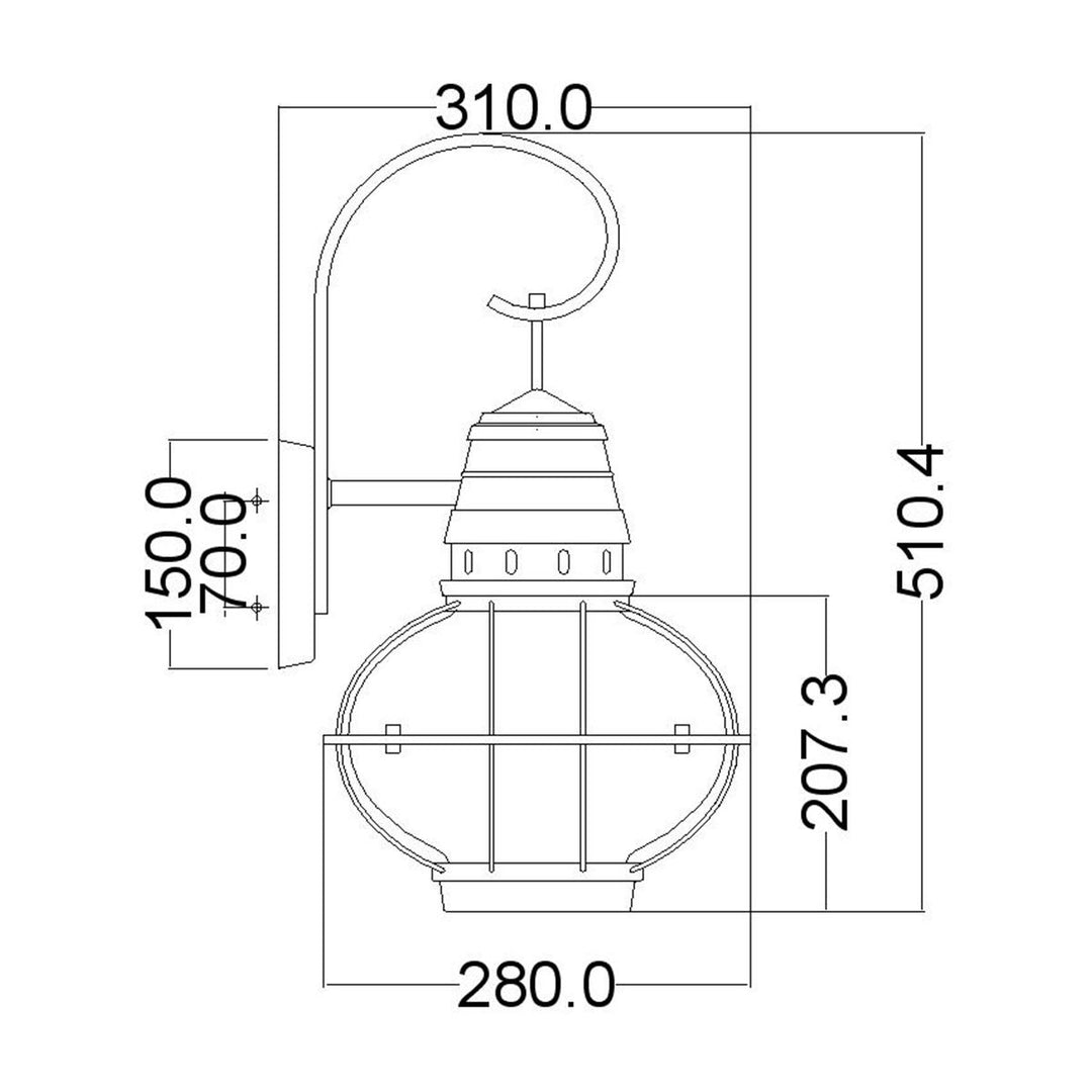 Norlys Bridgepoint 1 Light Large Wall Lantern KL-BRIDGEPOINT-L Weathered Zinc