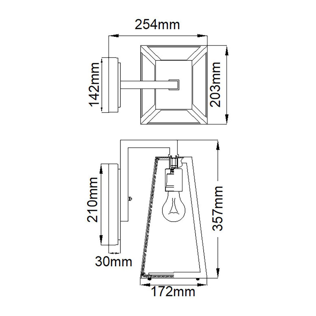 Norlys Delison 1 Light Wall Lantern - Medium KL-DELISON-M-RZ Rubbed Bronze