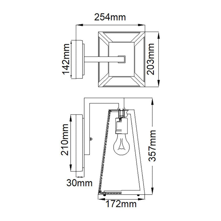 Norlys Delison 1 Light Wall Lantern - Medium KL-DELISON-M-RZ Rubbed Bronze
