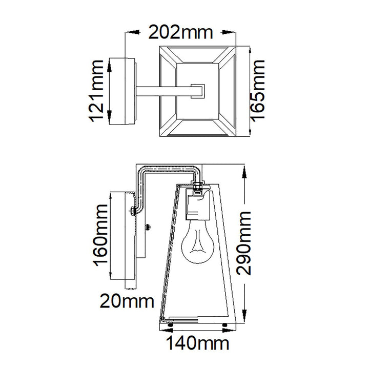 Norlys Delison 1 Light Wall Lantern - Small KL-DELISON-S-RZ Rubbed Bronze