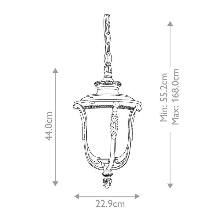 Norlys Luverne 1 Light Medium Chain Lantern KL-LUVERNE8-M Rubbed Bronze