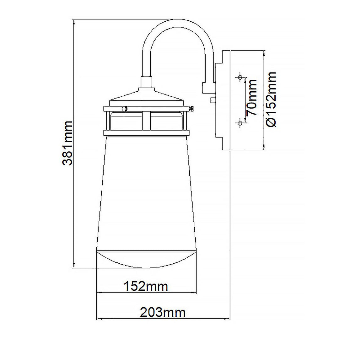 Norlys Lyndon 1 Light Medium Wall Lantern KL-LYNDON2-M-AZ Architectural Bronze