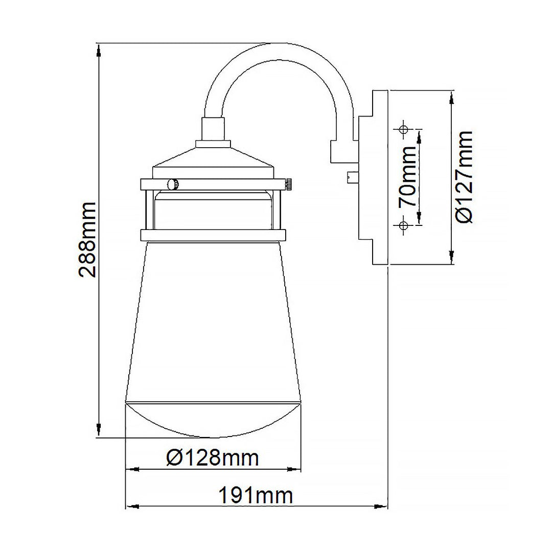 Norlys Lyndon 1 Light Small Wall Lantern KL-LYNDON2-S-AZ Architectural Bronze