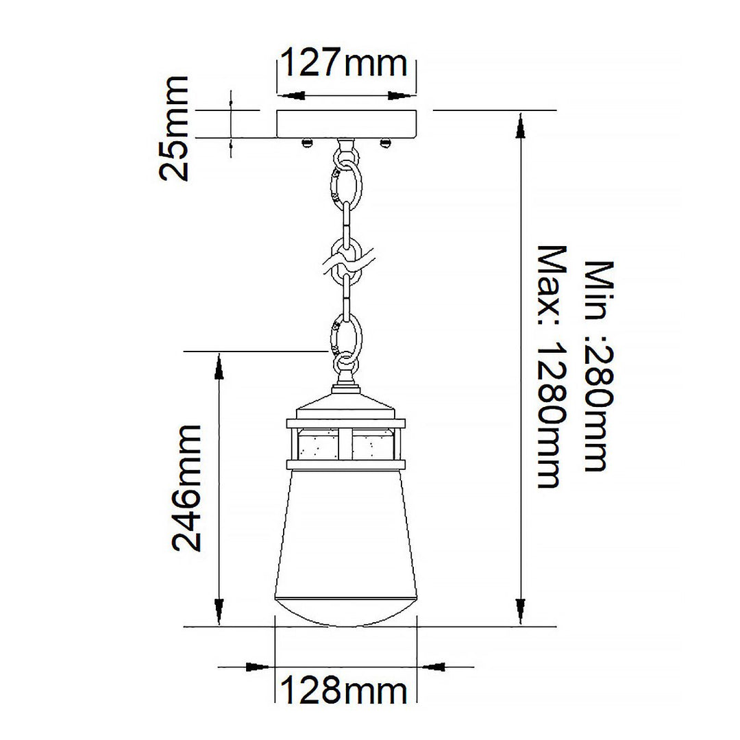 Norlys Lyndon 1 Light Small Chain Lantern KL-LYNDON8-S-AZ Architectural Bronze