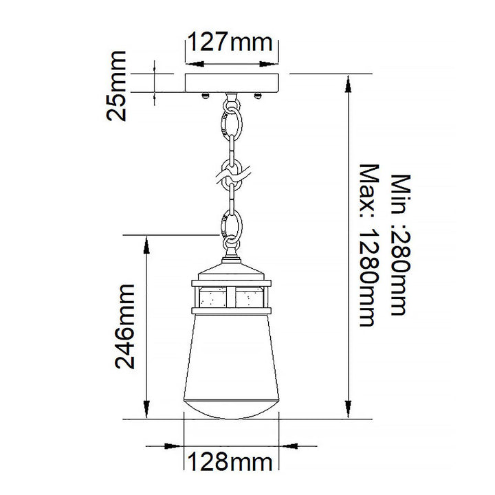 Norlys Lyndon 1 Light Small Chain Lantern KL-LYNDON8-S-AZ Architectural Bronze