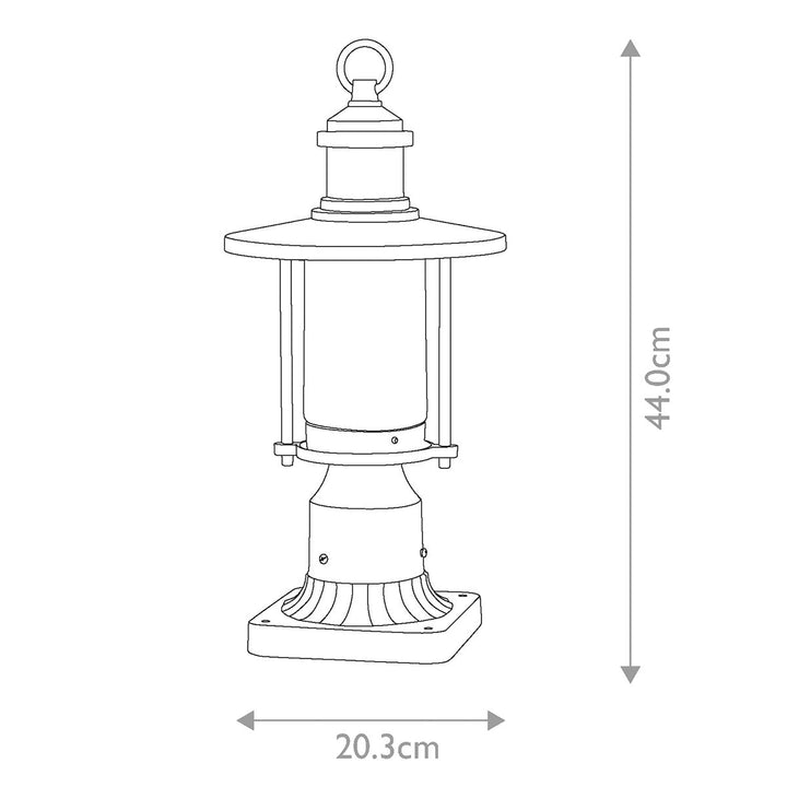 Norlys Riverwood 8" Pedestal Lantern KL-RIVERWOOD3-M Weathered Zinc
