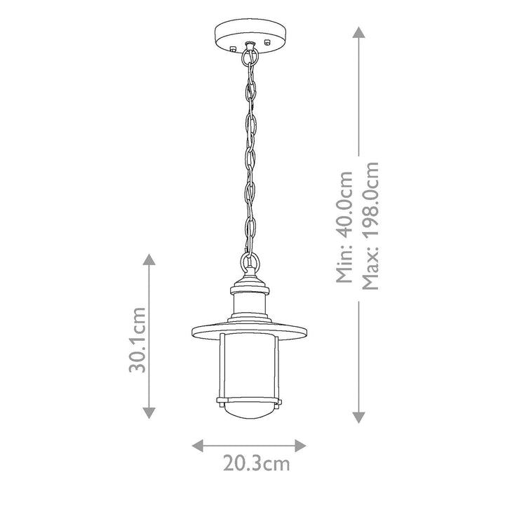 Norlys Riverwood 8" Chain Lantern KL-RIVERWOOD8-M Weathered Zinc