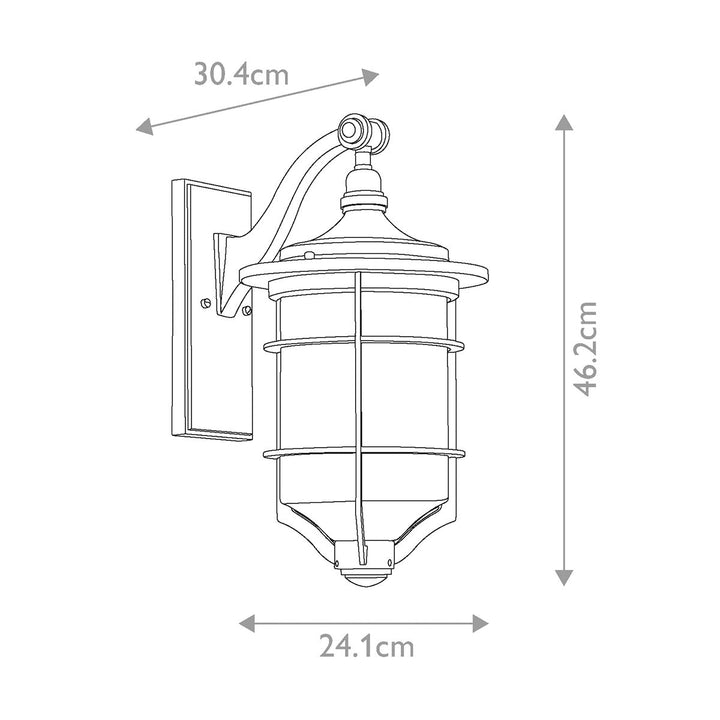 Norlys Royal Marine 1 Light Medium Wall Lantern KL-ROYAL-MARINE2-M Distressed Black