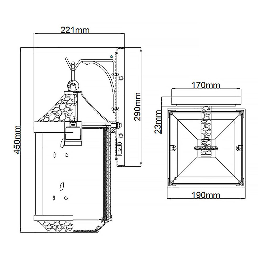Norlys Springfield 1 Light Medium Wall Lantern KL-SPRINGFIELD-M Distressed Black