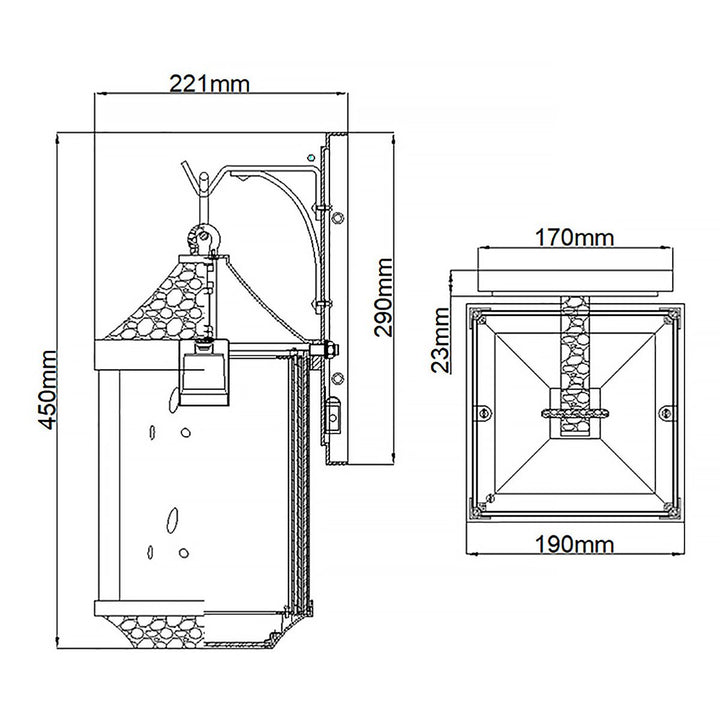 Norlys Springfield 1 Light Medium Wall Lantern KL-SPRINGFIELD-M Distressed Black