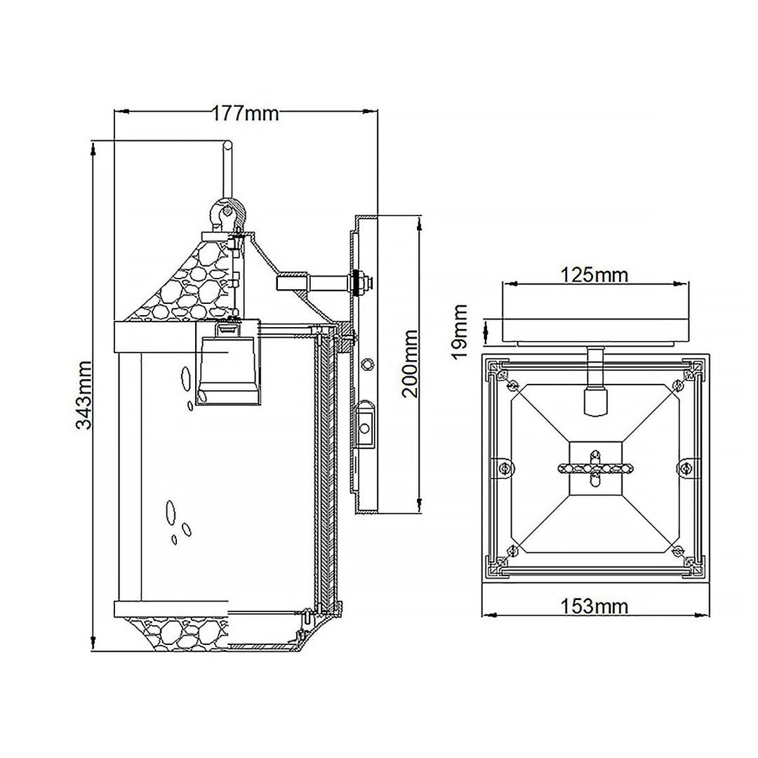 Norlys Springfield 1 Light Small Wall Lantern KL-SPRINGFIELD-S Distressed Black