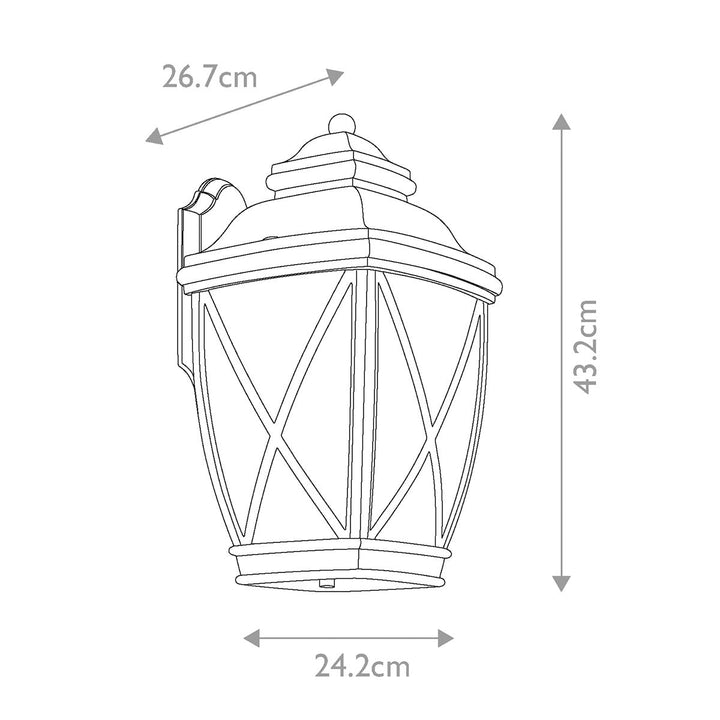 Norlys Tangier 1 Light Large Wall Lantern KL-TANGIER2-L Olde Bronze