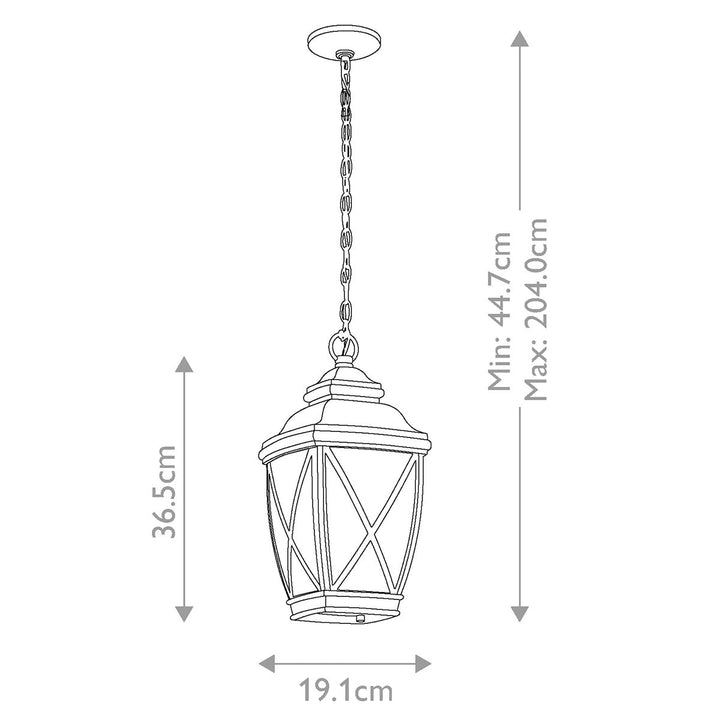 Norlys Tangier 1 Light Medium 7.5" Chain Lantern KL-TANGIER8-M Olde Bronze