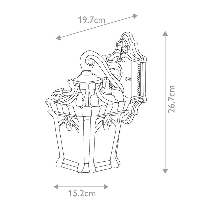 Norlys Tournai 1 Light Small Wall Lantern KL-TOURNAI2-S Londonderry