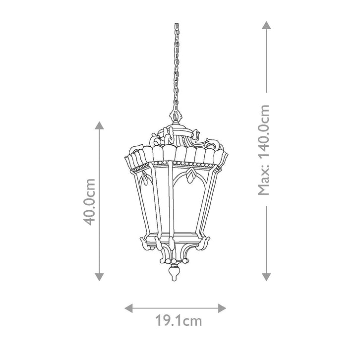 Norlys Tournai 1 Light Medium Chain Lantern KL-TOURNAI8-M Londonderry