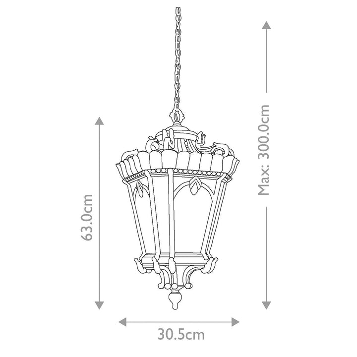 Norlys Tournai 3 Light Extra Large Chain Lantern KL-TOURNAI8-XL Londonderry