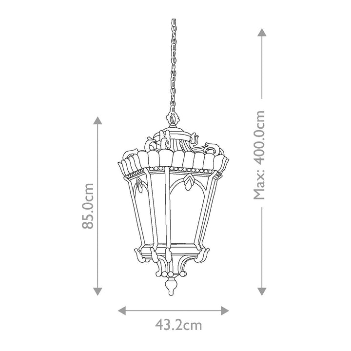 Norlys Tournai 4 Light Grand Extra Large Chain Lantern KL-TOURNAI8G-XL Londonderry