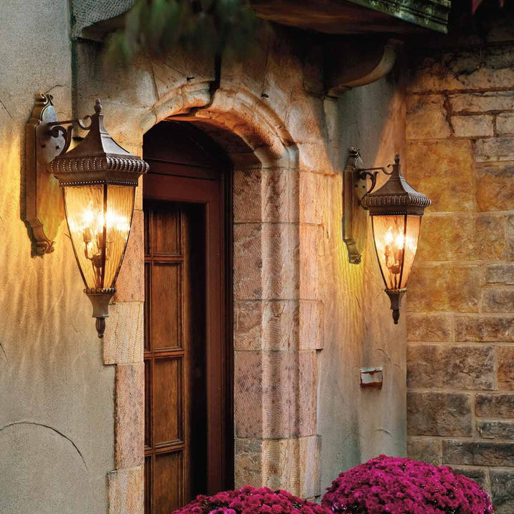 Norlys Venetian Rain 3 Light Large Wall Lantern KL-VENETIAN2-L Brushed Bronze