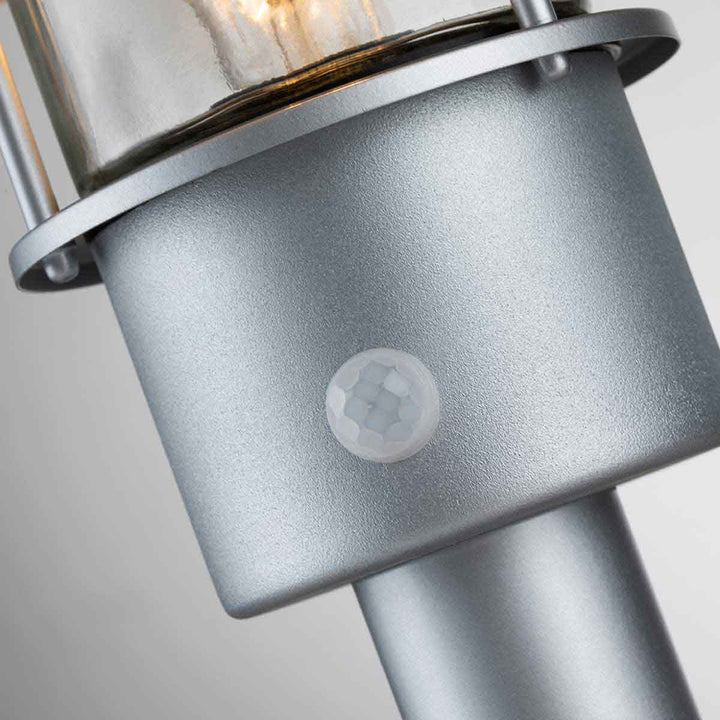 Norlys Klampenborg 1 Light Pedestal with PIR KLAMPENBORG-PED-PIR-SIL Silver
