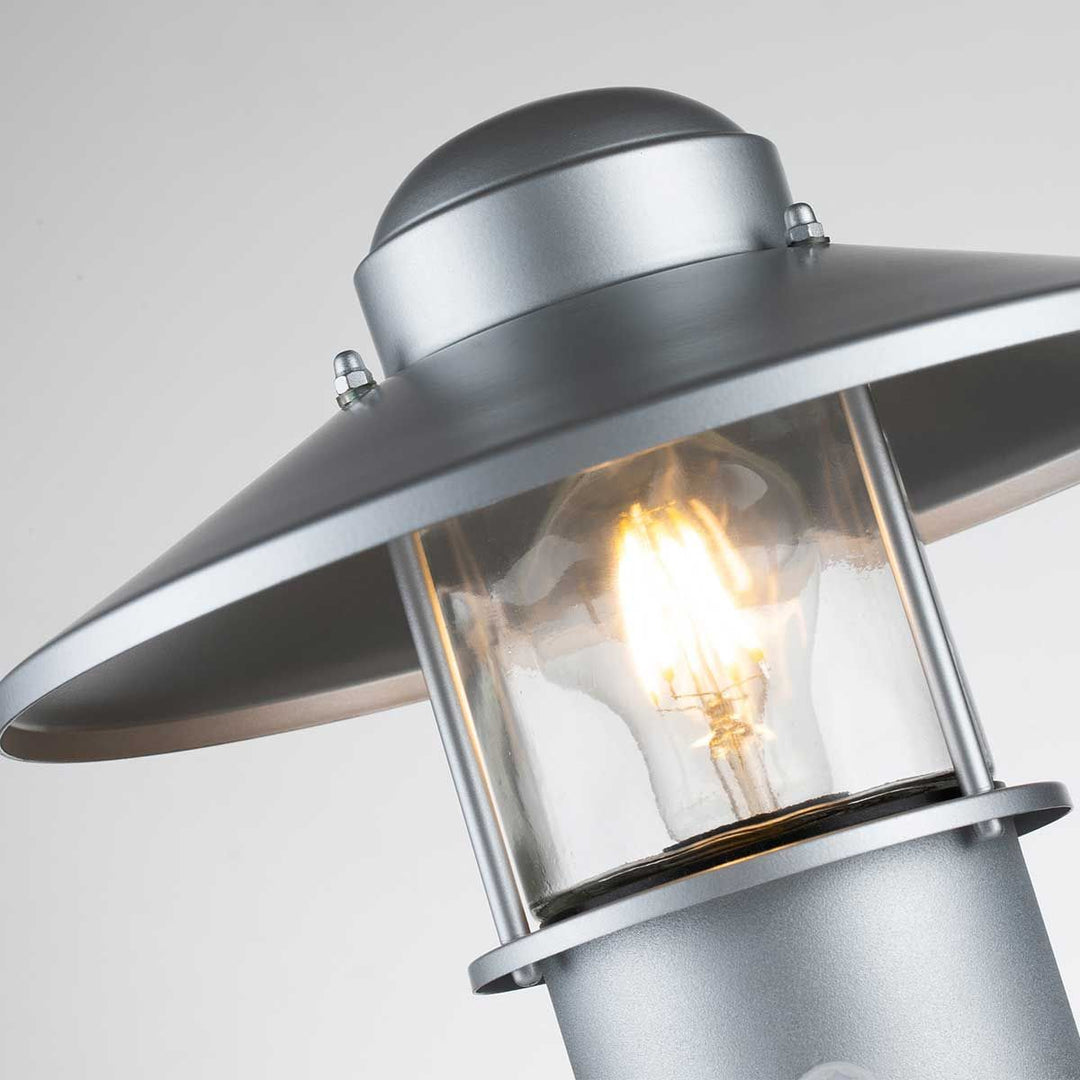 Norlys Klampenborg 1 Light Pedestal with PIR KLAMPENBORG-PED-PIR-SIL Silver