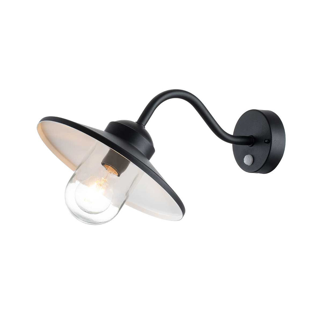 Norlys Klampenborg 1 Light Wall Lantern with PIR KLAMPENBORG-PIR-BK Black