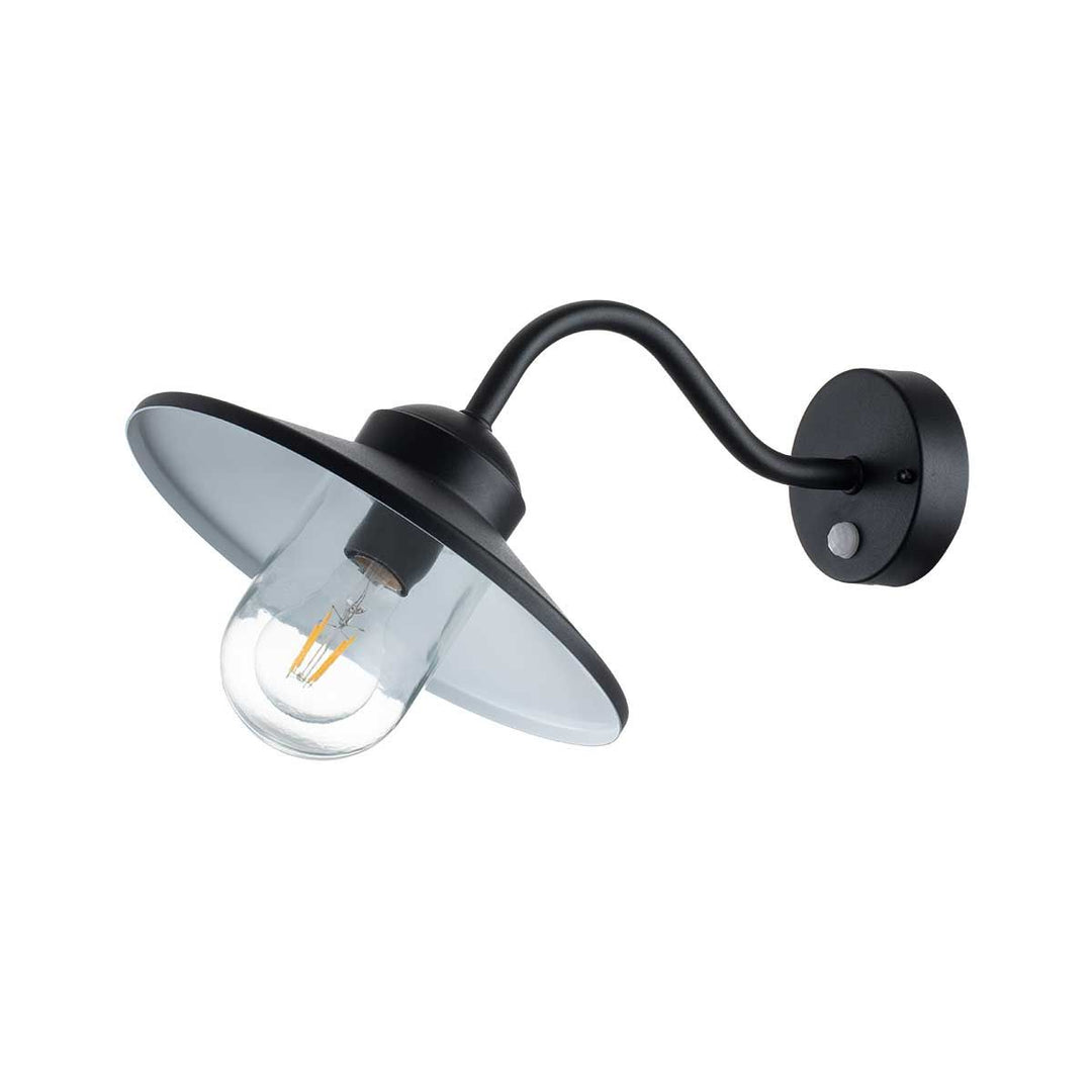 Norlys Klampenborg 1 Light Wall Lantern with PIR KLAMPENBORG-PIR-BK Black
