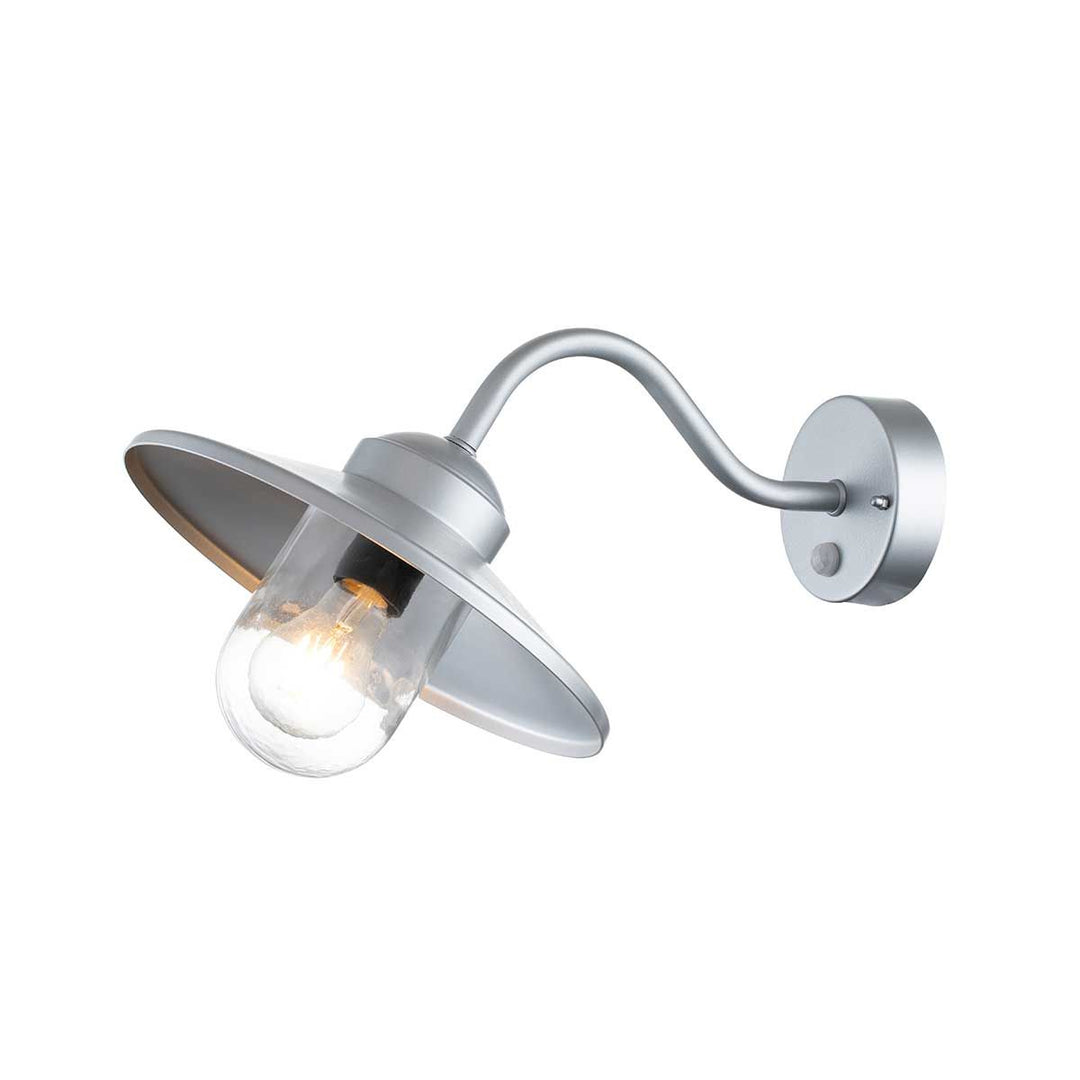 Norlys Klampenborg 1 Light Wall Lantern with PIR KLAMPENBORG-PIR-SIL Silver