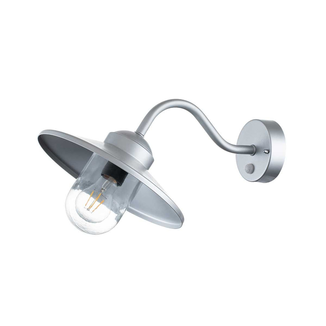Norlys Klampenborg 1 Light Wall Lantern with PIR KLAMPENBORG-PIR-SIL Silver