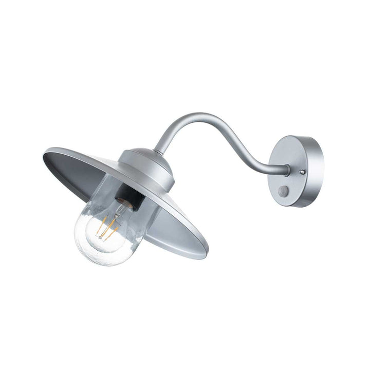 Norlys Klampenborg 1 Light Wall Lantern with PIR KLAMPENBORG-PIR-SIL Silver