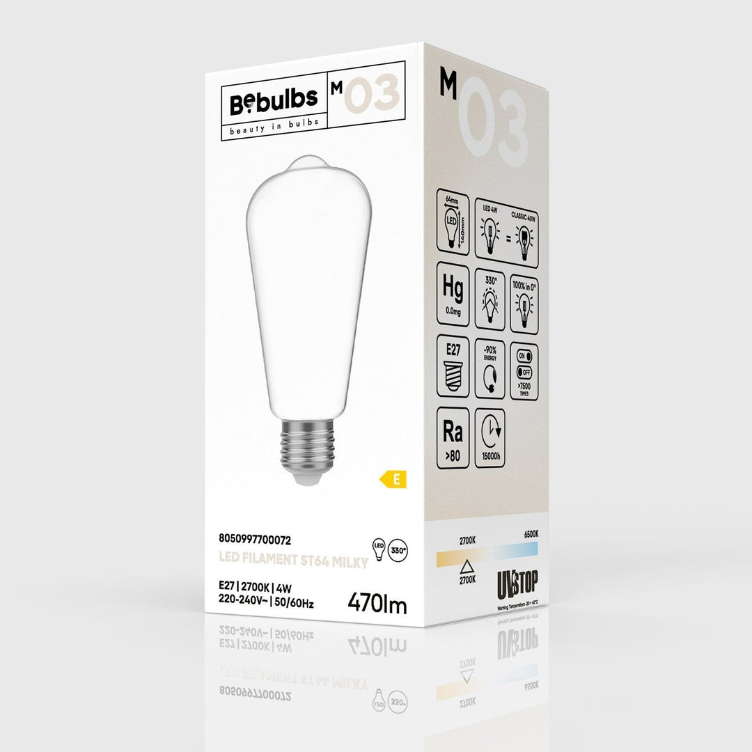 LED Filament Vintage Bulb ST64 4W 470LM E27 Milky 2700K