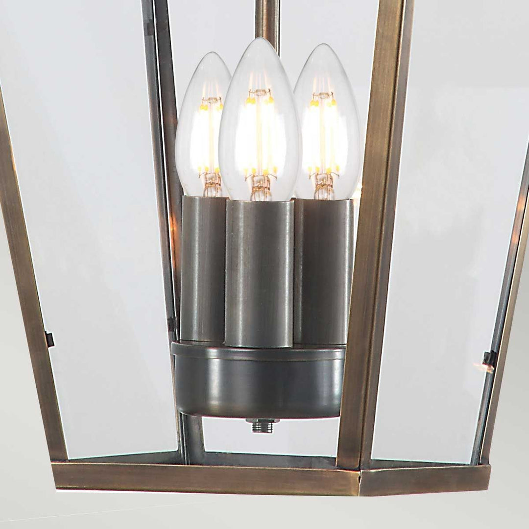 Norlys Mansion House 3 Light Chain Lantern MANSION-HOUSE8-BR Aged Brass