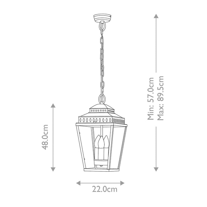Norlys Mansion House 3 Light Chain Lantern MANSION-HOUSE8-BR Aged Brass