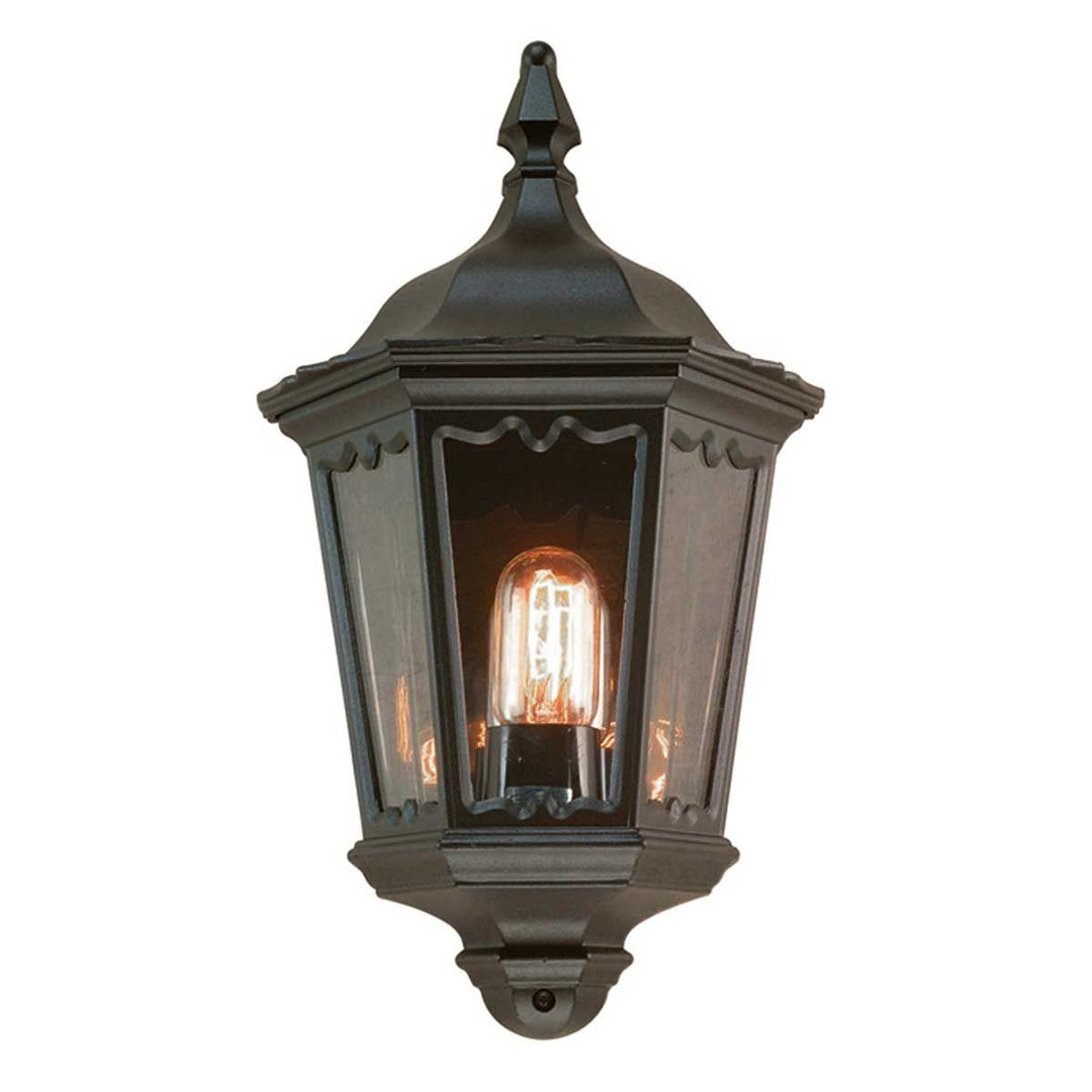 Norlys Medstead 1 Light Half Lantern with PIR MD7-PIR-BLACK Black