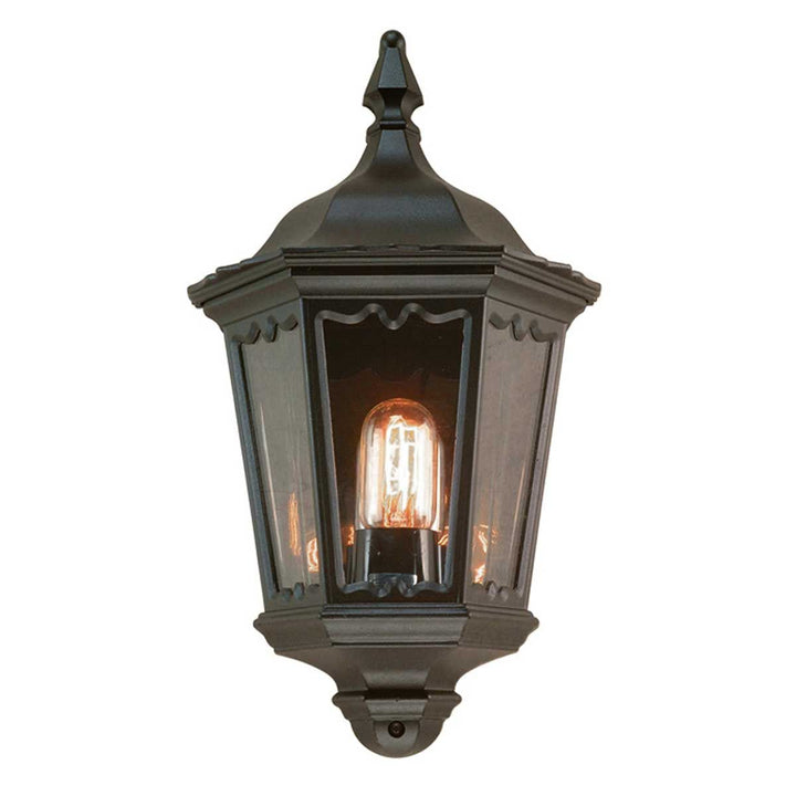 Norlys Medstead 1 Light Half Lantern with PIR MD7-PIR-BLACK Black