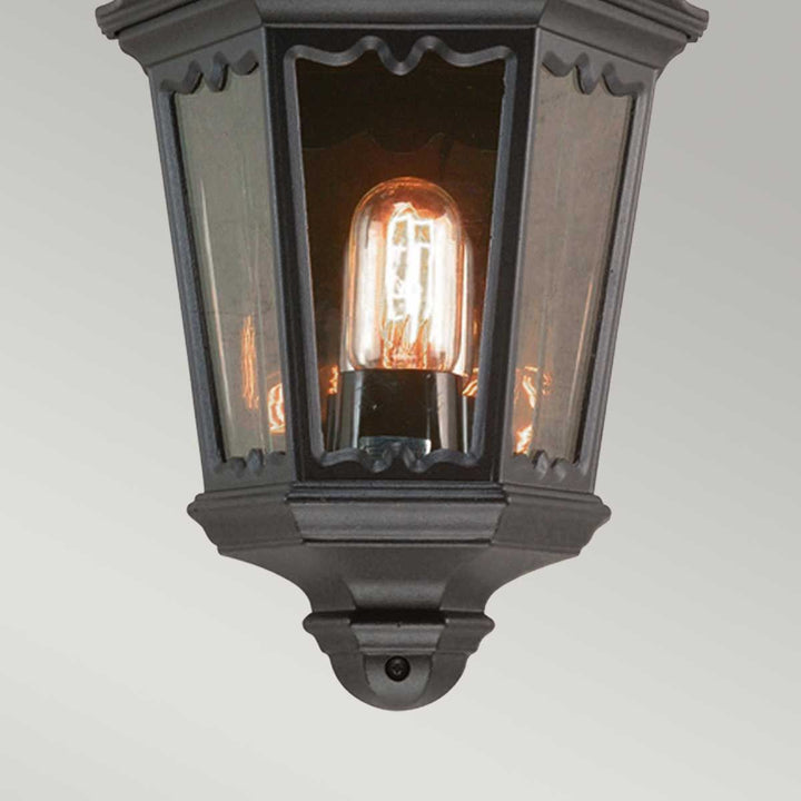 Norlys Medstead 1 Light Half Lantern with PIR MD7-PIR-BLACK Black
