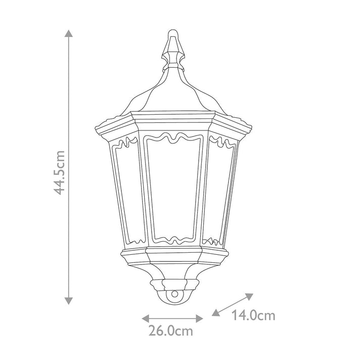 Norlys Medstead 1 Light Half Lantern with PIR MD7-PIR-BLACK Black