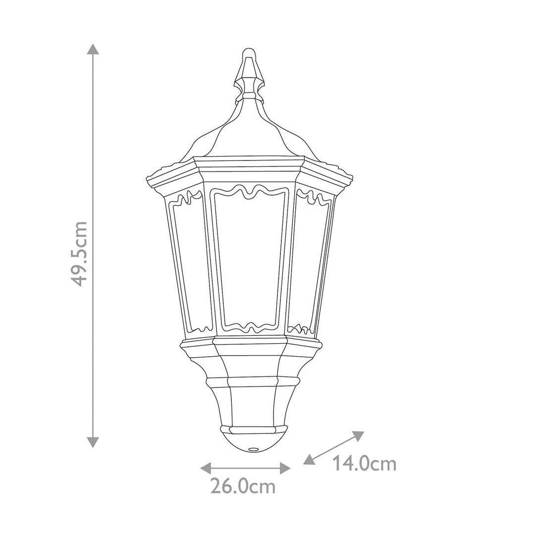 Norlys Medstead 1 Light Half Lantern MD7-BLACK Black