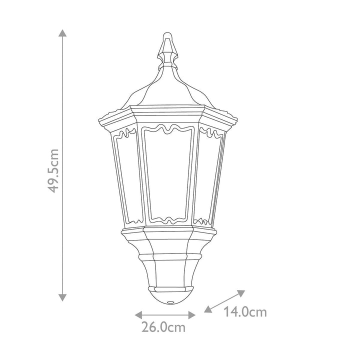 Norlys Medstead 1 Light Half Lantern MD7-BLACK Black