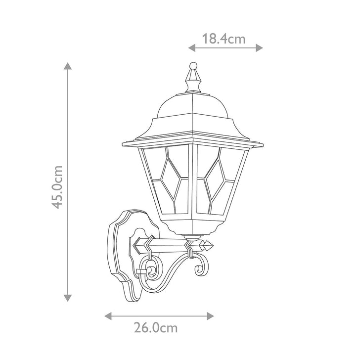 Norlys Norfolk 1 Light Up Wall Lantern  NR1-BLK Black